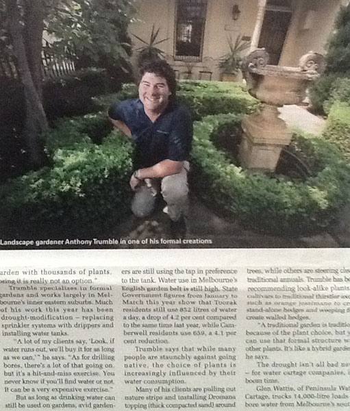 Anthony Trumble from Designer Gardens in Melbourne Weekly